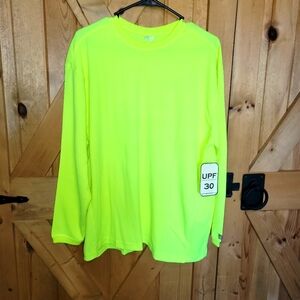 Trod mens  Long Sleeve Neon Yellow T-Shirt size medium upf 30
